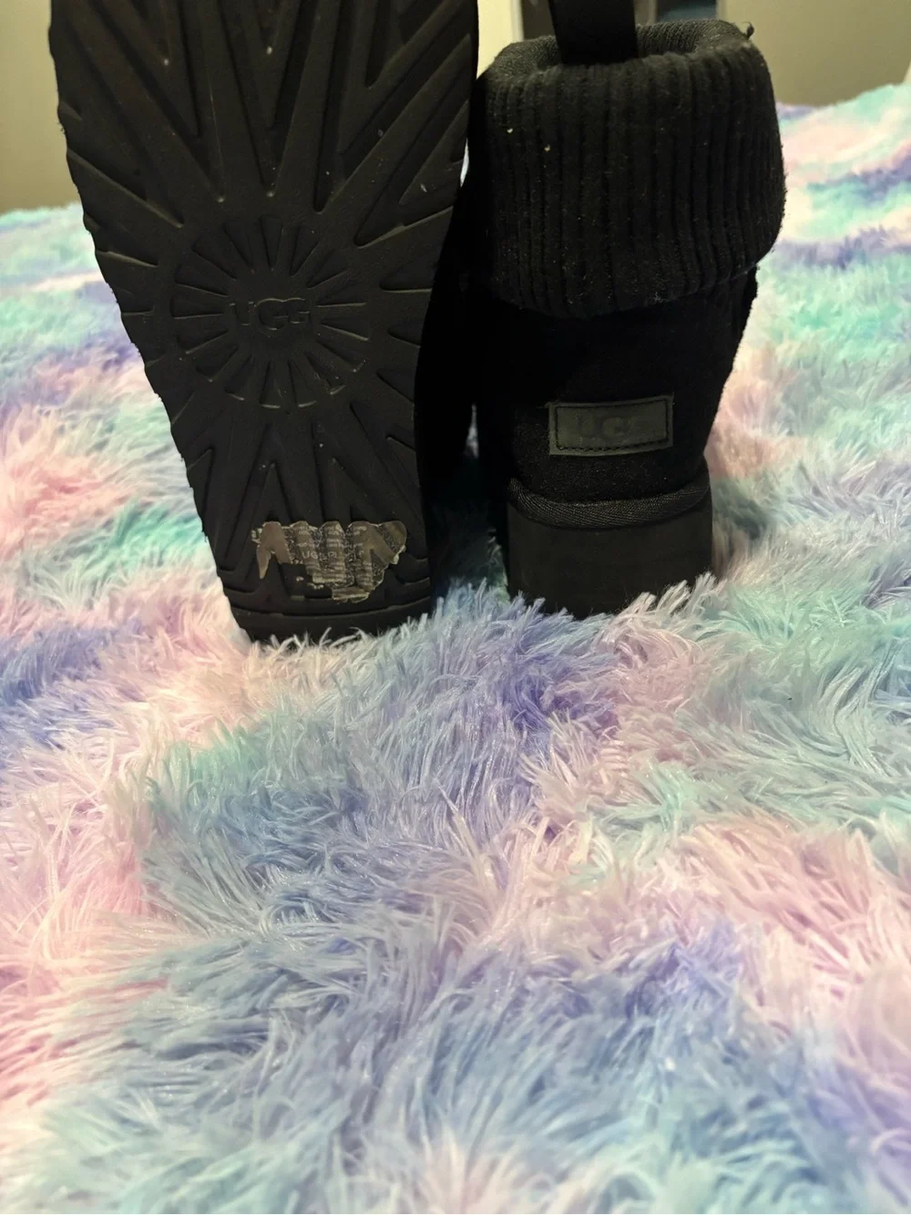 UGG Black Quilted Logo Ankle Booties